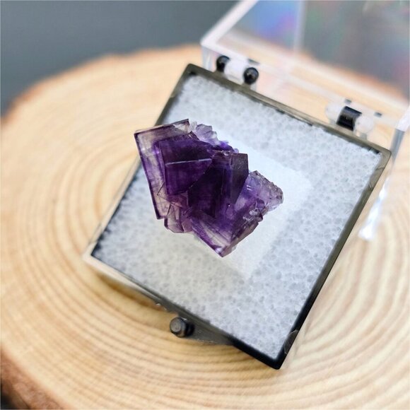 Purple Fluorite ✦ Raw Cube Crystal ✦ 16g Thumbnail Mineral Collector’s Piece - Picture 11 of 17